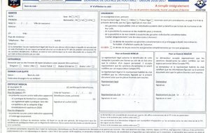 Bordereau de licence 2016-2017 et les tarifs