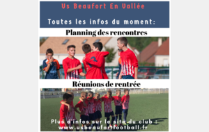 Les infos du moment : Réunions de rentrée et planning matchs jeunes