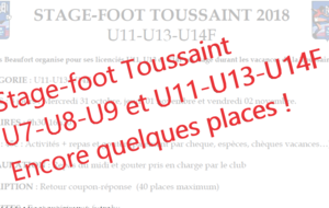 Stages-foot Toussaint : Encore quelques places