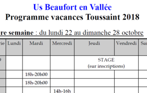 Programme des vacances TOUSSAINT 2018