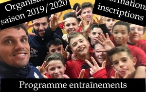 Organisation saison 2019/2020 et dates des entraînements portes ouvertes