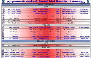 Programme du weekend : 14-15 septembre