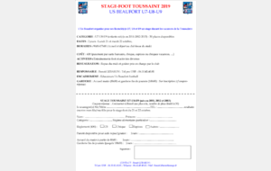 Stage-foot TOUSSAINT : Inscription