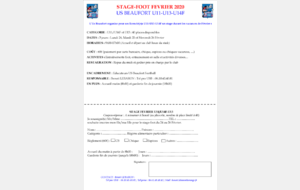 Stage-Foot février 2020 : INSCRIPTIONS 