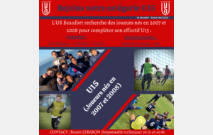 Rejoins nos U15 (joueurs nés en 2007 et 2008)