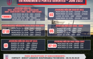 ENTRAINEMENTS PORTES OUVERTES - JUIN 2022 