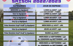 DATES DE REPRISE - AOUT 2022