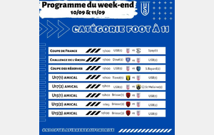 Programme du week-end du 10 et 11 Septembre 