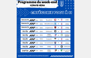 Programme du weekend : 17 et 18 septembre