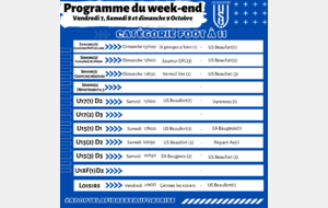 Programme du weekend : 08 et 09 octobre