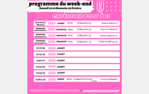 Programme du weekend : 22 et 23 octobre