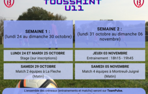 Programme vacances U11 - U13 - U15 -U15F/U18F