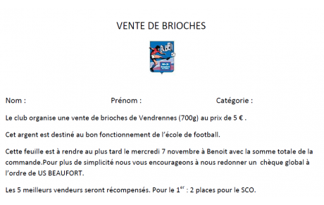 Vente de brioches de Vendrennes à l'USB