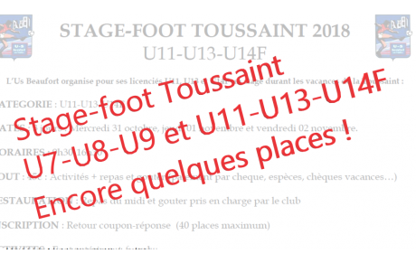Stages-foot Toussaint : Encore quelques places