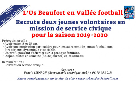 Recrutement service civique 2019-2020