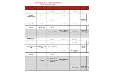 Plannings reprise août 2020 