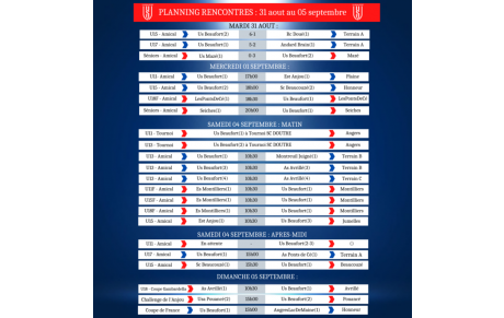 Programme rencontres de la semaine :