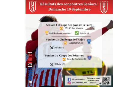 Résultats 18 et 19 Septembre